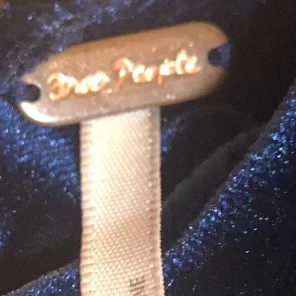 Free People Misha Velvet Mini Dress Long Sleeve Blue Size XS - Picture 7 of 8